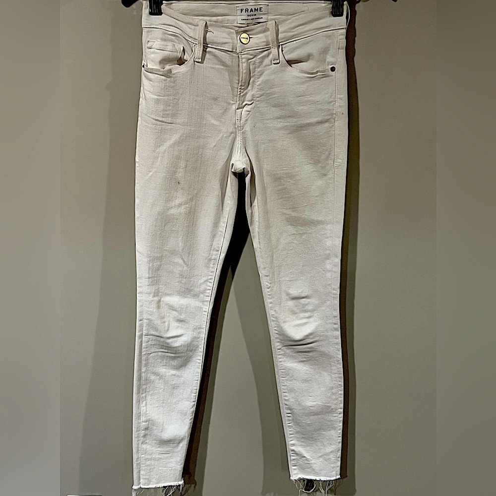 Women’s FRAME Denim Size 25 Le Skinny de Jeanne White Cropped Ankle Jeans Pants